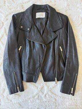 Babaton Black Vegan Leather Moto Jacket